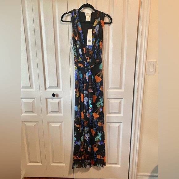 NWT FUZZI sleeveless black printed wide leg jumpsuit size extra small - Picture 2 of 6